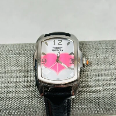 Invicta Watch Lupah Pink Heart Heart Cure MS 24mm Black Leather Band New Battery - Image 1 of 4
