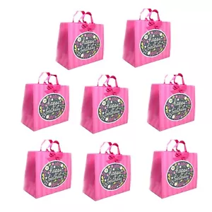 Hallmark Happy Birthday Bags, Pink 13 x 10 x 5.8 Lot of 8 Bags - Picture 1 of 2