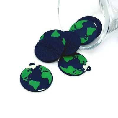 Dijes 3D Tierra/Mundo/Globo, 25x28mm - Vendedor de EE. UU. Foto 1 de 4