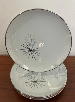 Platos de pan/postre de colección Franciscan China PINO PLATEADO 6 1/4" ~ JUEGO DE 4 Foto 1 de 4