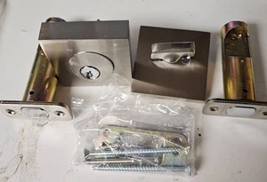 Emtek 8469US15 Single Cylinder Square Deadbolt in Satin Nickel (Missing Keys) - Picture 1 of 3
