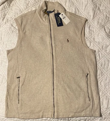 Polo Ralph Lauren Suéter Chaleco Para Hombre Grande Dune Bronceado Nuevo Cremallera Completa Algodón Foto 1 de 4