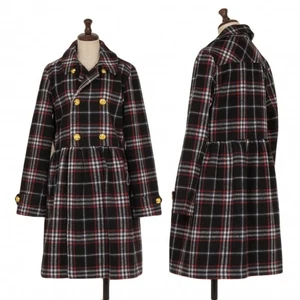 BEAMS HEART Wool Flare Switching Checker Coat Size S-M(K-119649) - Picture 1 of 12