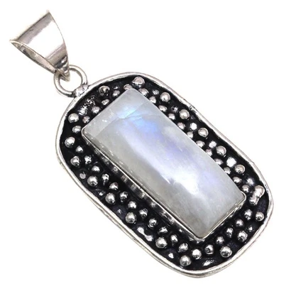 Colgante Piedra Lunar Piedra Preciosa Hecho a Mano Regalo Día de la Madre Joyería de Plata 2" Foto 1 de 4