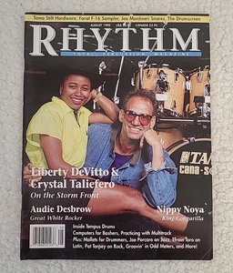 Vintage RHYTHM Magazine Aug 1990 Liberty DeVitto, Crystal Taliefero - Imagen 1 de 3