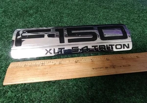 Ford F-150 XLT 5.4 Triton Emblem Badge Decal Logo Fender SIDE Chrome OEM 3M1 - Picture 1 of 7