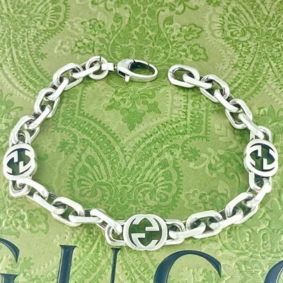 GUCCI Interlocking G Chain Bracelet 7.68" Sterling Silver 925 - Image 1 of 4
