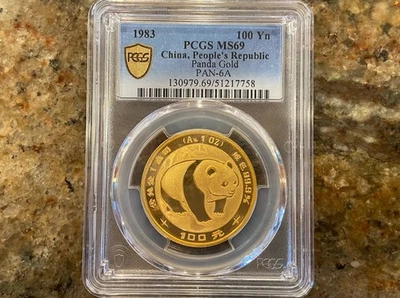 1983 1 Oz 100 Yuan China Gold Panda Coin MS 69 - Image 1 of 2