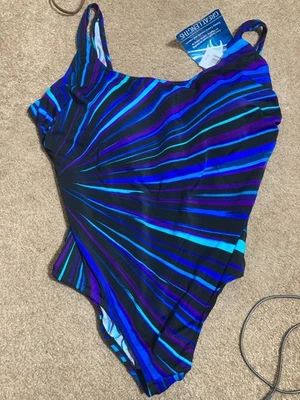 Kohl's Gran Longitud Talla 22 Azul, Morado, Negro Mujer Traje De Baño Una Pieza Nuevo Con Etiquetas Foto 1 de 4