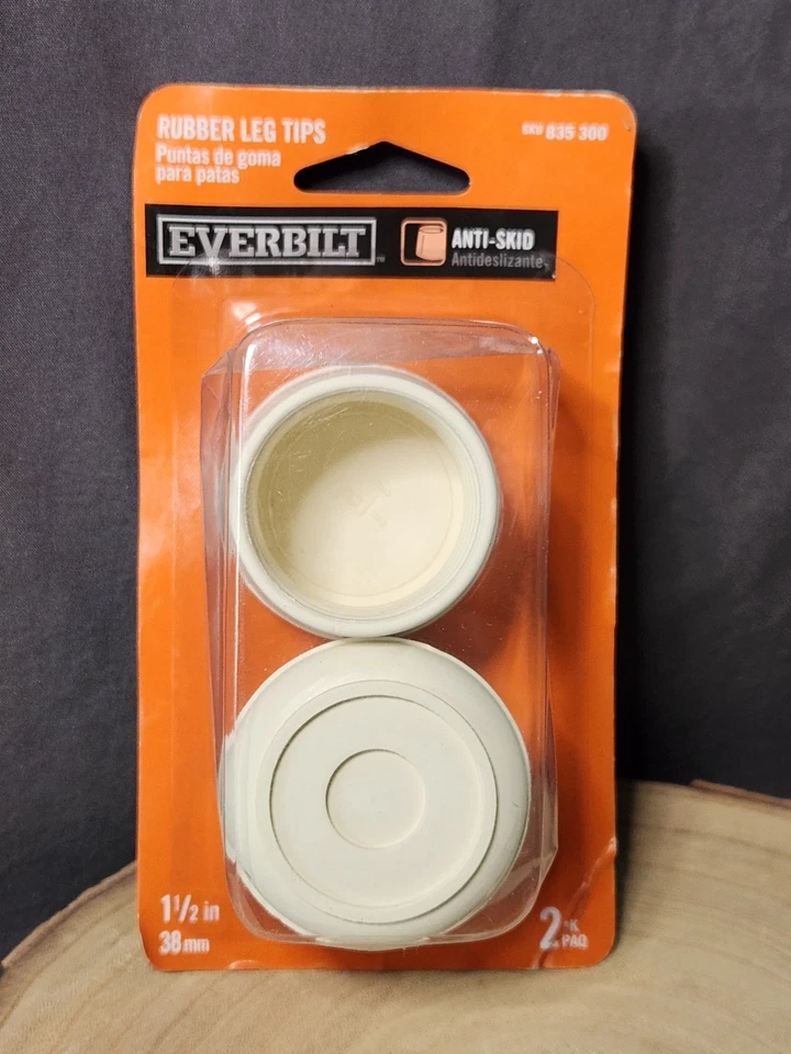 Everbilt 1 1/2 Inch off White Rubber Leg Tips Foot Protection Floor 2 Piece Set