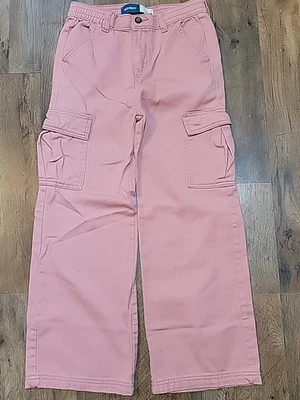 OLD NAVY Girl’s 100% Cotton Brick Pink Pants Cargo Pockets Size Large (10-12)  - Image 1 of 4