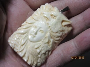 Native Spirit Wolf & Maiden Artisan Handcrafted 2" Pendant Collectible WMBBP-12 - Picture 1 of 8