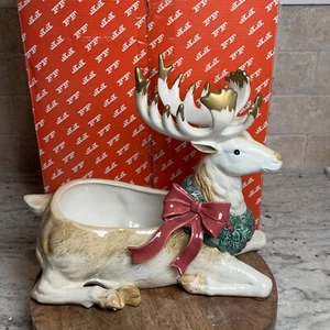 Vintage 1991 Fitz & Floyd Weihnachtsgirlande Hirsch Rentier Herzstück in Box - Bild 1 von 20