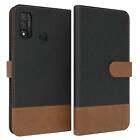 For Huawei P Smart 2020 Flip Case Denim cover Ec Card Slot Faux Leather Black