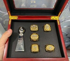 5pcs San Francisco 49ers Super Bowl Championship Ring Trophy Wooden Box Set Gift