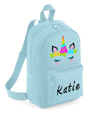 Personalised Kids Backpack Pink Any Name Unicorn Girls Back to School Bag