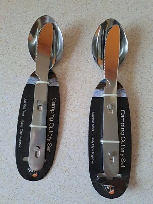 Juego de cubiertos de camping 3 piezas de acero inoxidable tenedor cuchillo cuchara  Foto 1 de 2