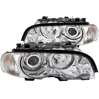ANZO 121268 for 2000-2003 BMW 3 Series E46 Projector Headlights w/ Halo Chrome - Изображение 1 из 4