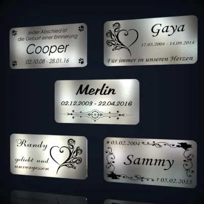 EDELSTAHL GRABSCHMUCK FÜR GRABSTEIN GEDENKSTEIN GEDENKTAFEL URNE TIER HUND KATZE - Bild 1 von 3