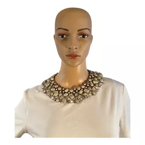 Sophia + Kate Collection Women’s Gemstone Collar Necklace Ivory And Gold. - Picture 1 of 17