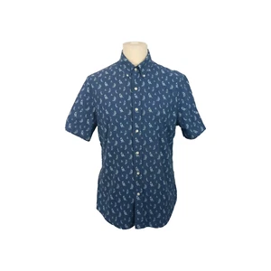 Ralph Lauren Shirt Mens Large Blue Slim Fit Button Down All Over Boat Print - Picture 1 of 9