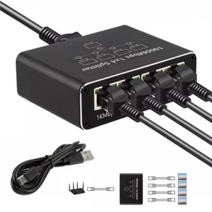LAN Splitter 1 auf 4 High Speed 1000Mbps LAN-Netzwerk Switch 4 Port RJ45 Switch - Bild 1 von 11