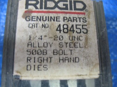 New RIDGID 500B 48455 RH 1/4"-20 UNC HS Bolt Dies Set RIGHT HAND NOS - Image 1 of 3
