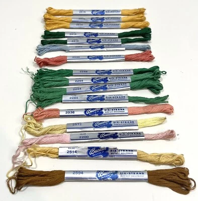 16 Vtg Bucilla Embroidery Floss Six Strand Mixed Colors Used Condition - Image 1 of 4