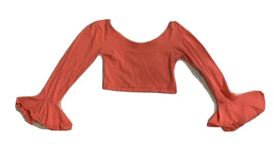 Top corto vintage años 90 rosa coral manga campana cuello redondo manga larga talla XS S Foto 1 de 4