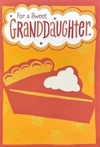 Sweet THANKSGIVING Greeting Card FOR GRANDDAUGHTER, Pumpkin Pie by Hallmark +✉ - Picture 1 of 5