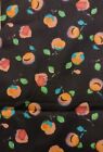Vtg John Wolf Peach Fruit Fabric Black Decorator Fabric 54"W Bty Apple Peaches