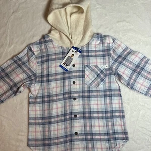 Roxy Girl Youth Hooded Flannel Shirt Blue Size L 14/16 - Picture 1 of 9