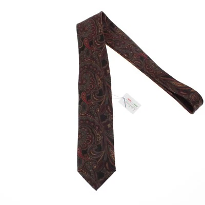 Corbata Italo Ferretti Nueva con Etiquetas en Negro/Borgoña/Multicolor Paisley 100% Lana Foto 1 de 4