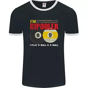 Im Bipooler I Play 8-Ball 9-Ball Funny Pool Mens Ringer T-Shirt FotL - Picture 1 of 9