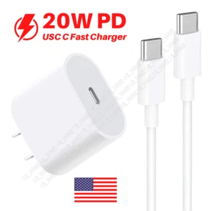 20W Fast Charger USB-C Type-C Power Adapter Cable For iPhone 15 Pro Max Samsung - Picture 1 of 12