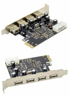 PCI-Express 4 Ports USB2.0 Expansion Card PCI 4xUSB2.0 MOSCHIP MCS9990 Win10 - Image 1 of 3