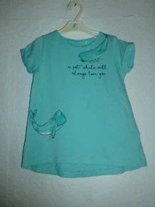 Türkises Shirt Kurzarm Druck und Schriftzug "Wal" Gr. 104 - Bild 1 von 1
