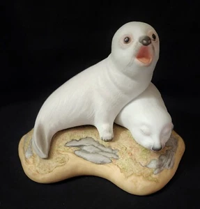 Artist Signed William Kazmar Baby HARP SEAL PUPS #4 Porcelain Figurine - Picture 1 of 8