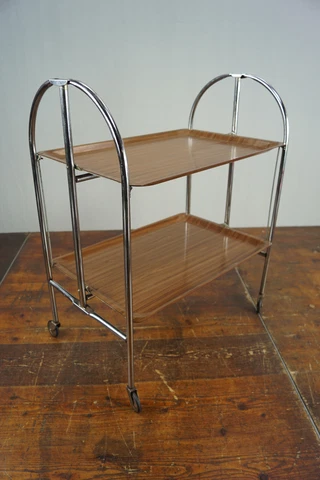 Dinett Serving Trolley Tea Trolley Table Side Table Walnut BAR Chrome 70er 59 Cover