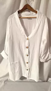 Cárdigan Cottonways para mujer talla 2 (L/XL) blanco Lagenlook dobladillo asimétrico manga 3/4 - Imagen 1 de 9