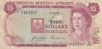 Billete circulado Bermudas 1978 5 dólares Pick 29a cubo de ganga Foto 1 de 2