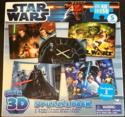 Cardinal Star Wars Super 3D 5 Puzzle Pack 3 x 48, 2 x 150 Pc    4 New   1 Opened - Image 1 of 4