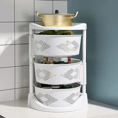 3-Tier Obst Trolly Korb Rack Küche Lagerung Gemüsekörbe mit Rädern - Bild 1 von 4