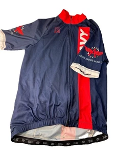 Eliel Fahrradtrikot marine Herren groß blau und rot 3 Taschen, Gesäßtasche mit Reißverschluss - Bild 1 von 14