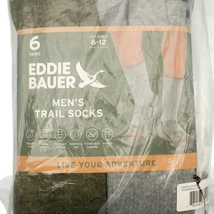 Eddie Bauer Herren Trail Socken 6 Paar schwarz/grau passt Größen 6-12 neu im Paket - Bild 1 von 4