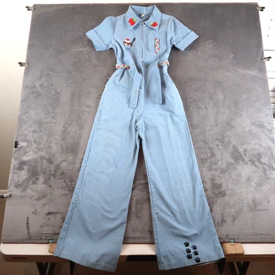 Vintage 70s Corduroy Bell Bottom Jumpsuit Women’s Flare Leg Full Zip XS /S - Photo 1/4