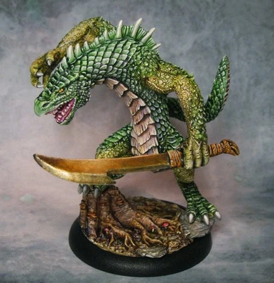 Painted Dragon man warrior jade salamander miniature - Reaper D&D Pathfinder RPG - Image 1 of 4