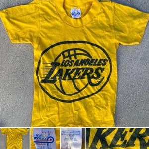 Vintage Los Angeles Lakers T Shirt Kid Size S 6 8 1970s 1980s - Picture 1 of 15