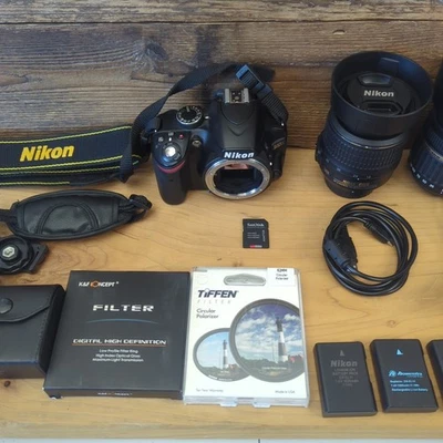 Nikon D3200 Bundle ~ 24.2 MP Digital SLR 18-55 & 55-200 Lens - Image 1 of 4