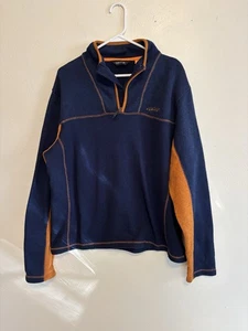Orvis Herren Large Quarter Zip Fleecepullover Navy Blau Orange Outdoor Freizeit - Bild 1 von 8